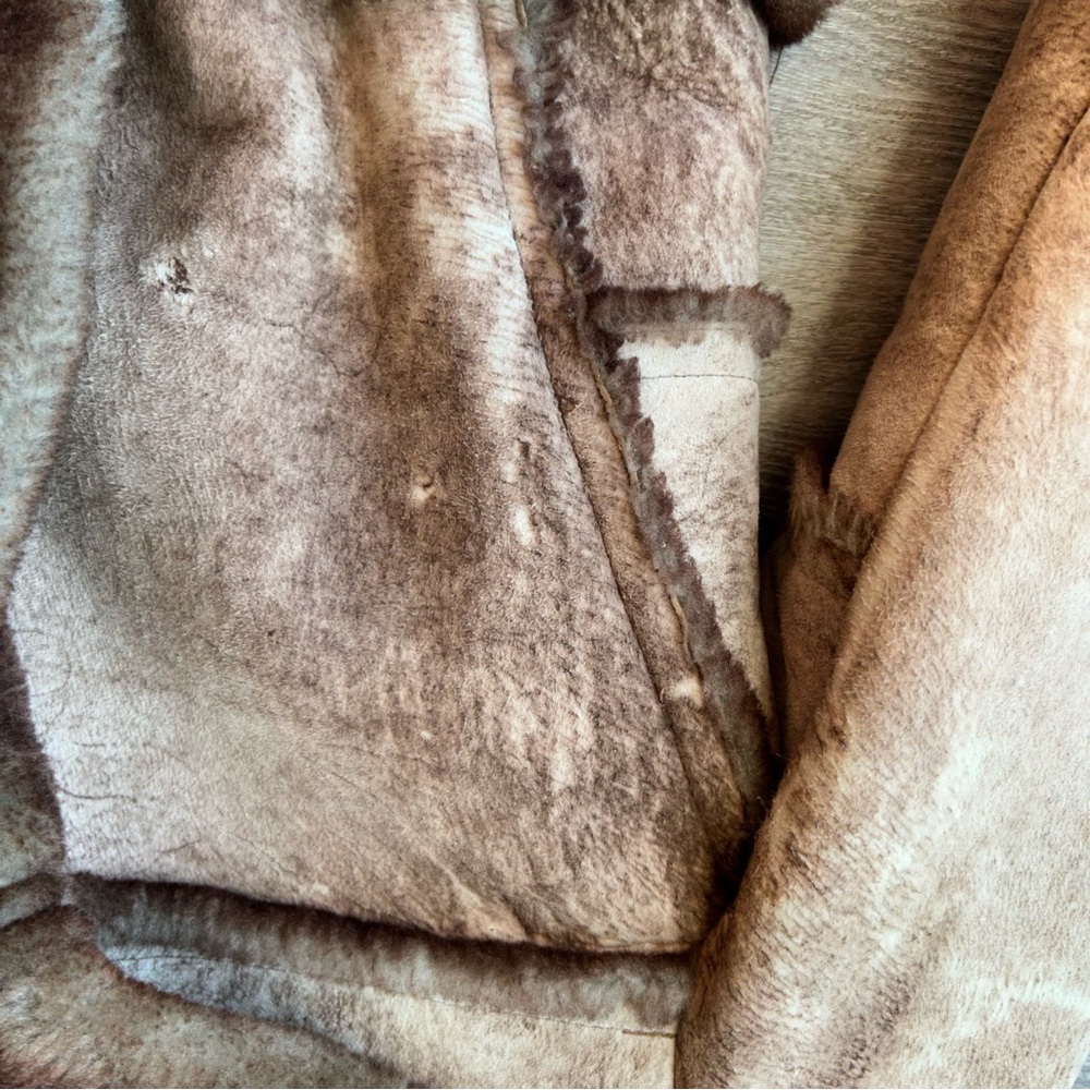 Vintage Rice Sportswear Genuine Shearling Sheepskin Leather Coat - Picture 9 of 16